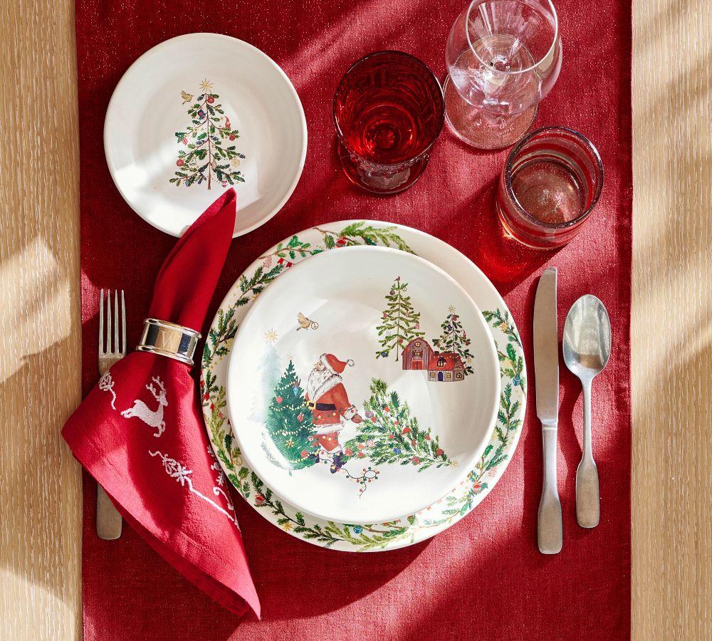 Christmas in the Country Santa Stoneware Salad Plates Mixed Set of 4 Pottery Barn Australia